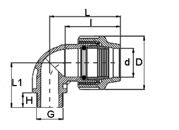 Preview: PP 63 x 1 1/2“ Winkel 90° mit Außengewinde